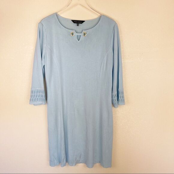 Ming Wang Blue Knit Sleeved Dress Medium - Picture 1 of 9